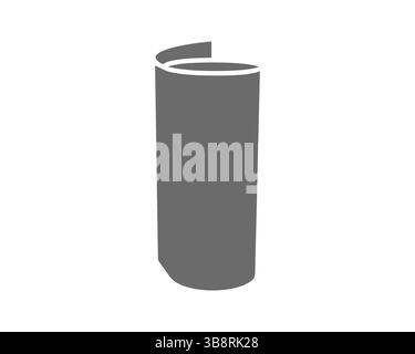 Abstrakter grauer Zylinder, der subtil auf ein Rolledup-Dokument oder einen Bildlauf hinweist. Steht für potenzielle, neue Anfänge oder gespeicherte Informationen. Stock Vektor