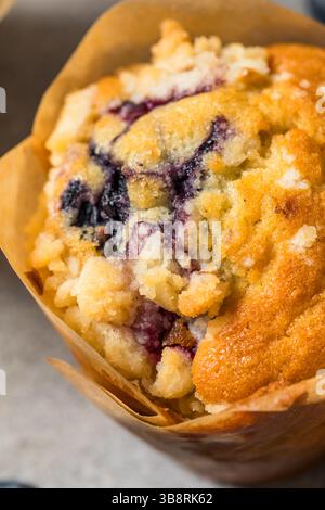 Hausgemachte süße Heidelbeermuffins zum Frühstück mit Zucker Stockfoto