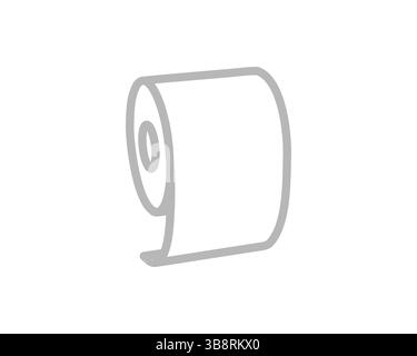 Einfache, minimalistische graue Strichgrafik-Illustration einer Rolle Toilettenpapier. Perfekt für Website-Symbole, App-Design oder für Hygiene, Sauberkeit, Stock Vektor