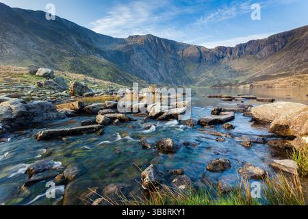 Llyn Idwal im Snowodnia National Park, Gwynedd, Nordwales. Stockfoto