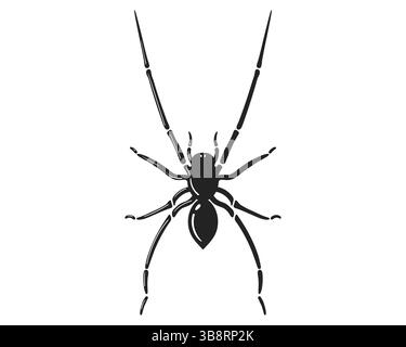 Auffällige Spinne-Illustration in schwarz, isoliert auf weiß. Ideal für Halloween, Naturmotive oder als Designelement. Vektorstil. Minimalistisch, angepasst Stock Vektor