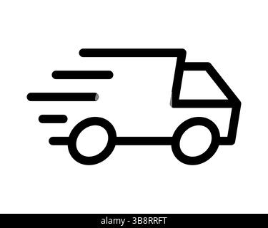 Symbol für Schnelllieferwagen. Auffälliger, minimalistischer Linienart-Stil. Perfekt für Websites, Apps und Präsentationen, die ein übersichtliches, modernes Bereitstellungssymbol benötigen. Stock Vektor