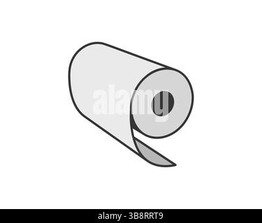 Einfache, minimalistische Illustration einer Papierrolle. Perfekt zur Darstellung von Konzepten für Neuanfänge, Potenziale oder kontinuierliche Prozesse. Stock Vektor