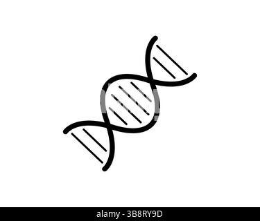 Klare, auffällige Strichgrafik-Illustration einer DNA-Doppelhelix. Perfekt für Projekte in den Bereichen Wissenschaft, Medizin, Gentechnik oder Biotechnologie. Stock Vektor