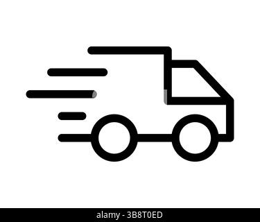 Symbol für Schnelllieferwagen. Auffälliger, minimalistischer Linienart-Stil. Perfekt für Websites, Apps und Präsentationen, die ein schnelles, einfaches Bereitstellungssymbol benötigen. Stock Vektor