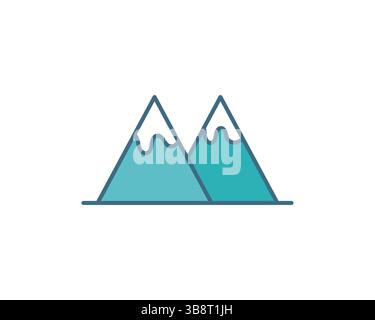 Einfache, minimalistische Illustration zweier schneebedeckter Berge. Perfekt für Website-Design, App-Symbole, Reisebroschüren oder jedes Projekt, das eine saubere, Stock Vektor