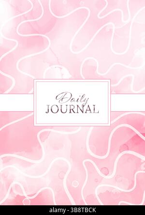 Tagesplanerabdeckung mit handgemaltem Dralldesign in Pastellrosa Stock Vektor