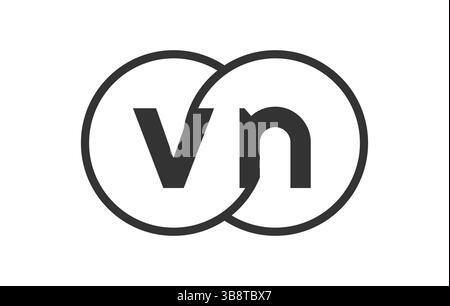 VN-Firmenemblem mit Umrissrunden und Buchstaben V n. Logovorlage aus zwei zusammengeführten Kreisen für Markenidentität, Logotyp. Vektor-Unendlichkeit Symb Stock Vektor