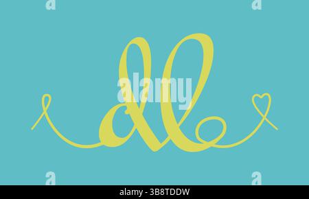 DL Initial Wedding Monogramm Kalligraphie Vektor Illustration. Handgezeichnetes d- und l Love-Logo-Design für Valentinstag-Poster, Grußkarte, S. Stock Vektor