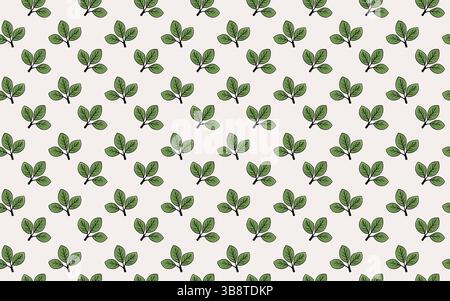 Herrliches nahtloses Muster mit bezaubernden grünen Blättern auf weichem weißem Hintergrund. Stock Vektor