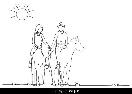 Durchgehende einzeilige Zeichnung des Sonnenuntergangs mit einfacher Vektorgrafik Stock Vektor