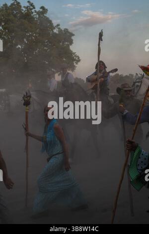 21. Mai 2015, El Rocio, Huelva, Spanien: Jedes Jahr versammeln sich die Gläubigen zur Pilgerfahrt nach El Rocio von Sanlucar de Barrameda zum Dorf El Rocio durch den Nationalpark DoÃ±ana (Foto: © Baciu Cristian/ZUMA Press Wire) Stockfoto