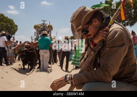 21. Mai 2015, El Rocio, Huelva, Spanien: Jedes Jahr versammeln sich die Gläubigen zur Pilgerfahrt nach El Rocio von Sanlucar de Barrameda zum Dorf El Rocio durch den Nationalpark DoÃ±ana (Foto: © Baciu Cristian/ZUMA Press Wire) Stockfoto