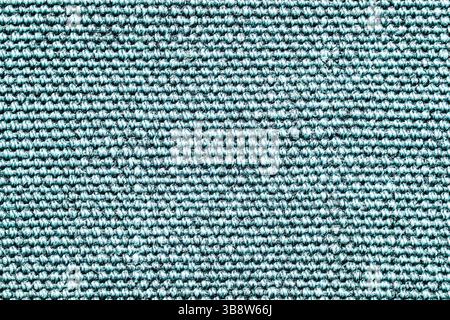 Nahaufnahme der blau gestrickten Textiloberfläche. Textur aus Baumwollpullover. Weiches, warmes Strickmuster. Detaillierte Garnstruktur in Makro. Stockfoto
