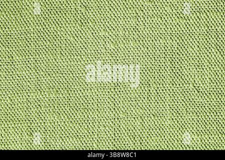 Nahaufnahme mit grüner Stoffstruktur. Textil-Hintergrund mit gewebtem Muster und weicher Stoffoberfläche. Stockfoto