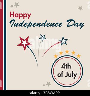 4. Juli Begrüßungsfeuerwerk. Vektorabbildung Stock Vektor