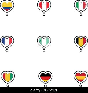 Flaggen auf Herzformen. Vektorabbildung Stock Vektor