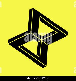 Unmögliche Figur. Liniendesign. Unmögliche Formen. Optische Illusionsobjekte. Optische Kunst. Geometrie. Stock Vektor