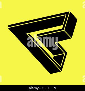 Optische Täuschung. Unmögliche Formen. Sakrale Geometriefiguren. Abstraktes ewiges geometrisches Objekt. Unmögliches endliches Umrissdreieck. Optische Kunst Stock Vektor