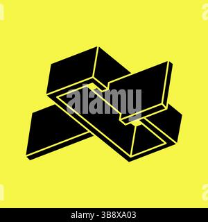 Unmögliche Figur. Geometrie. Optische Illusionsobjekte. Liniendesign. Unmögliche Formen. Optische Kunst. Stock Vektor