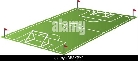 Isometrische Ansicht des Fußballplatzes. Vektorabbildung Stock Vektor