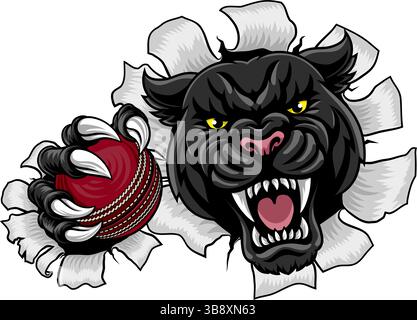 Black Panther Leopard Jaguar Cat Cricket Maskottchen Stock Vektor