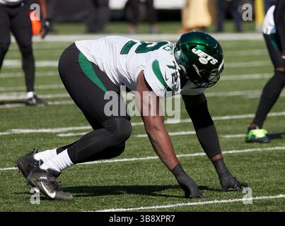9. Oktober 2022, East Rutherford, New Jersey, USA: New York Jets Defensive beenden Micheal Clemons (72) in der ersten Halbzeit im MetLife Stadium in East Rutherford, New Jersey am 9. Oktober 2022. Duncan Williams/CSM (Foto: © Duncan Williams/CSM via ZUMA Press Wire) Stockfoto