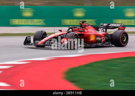 3. Juni 2023, Montmelo, Barcelona, Spanien: Charles Leclerc vom Ferrari-Team auf der Rennstrecke Barcelona-Catalunya in Barcelona, Spanien. (Foto: © David Ramirez/DAX via ZUMA Press Wire) Stockfoto