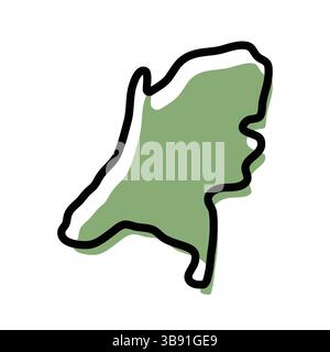 Grünes Kartensymbol in den Niederlanden. Umrisskarte Niederlande. Einfaches Design mit Symbolen. Vektorabbildung Stock Vektor