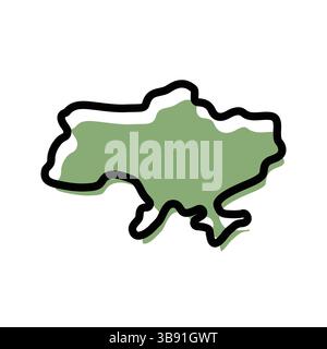 Ukraine grünes Kartensymbol. Umrisskarte Ukraine. Einfaches Design mit Symbolen. Vektorabbildung Stock Vektor