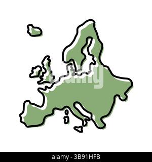 Grünes Kartensymbol für Europa. Umrisskarte Europa. Einfaches Design mit Symbolen. Vektorabbildung. Umfasst Deutschland, Niederlande, Belgien, Luxemburg Und Österreich Stock Vektor