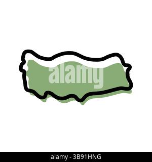 Grüne Kartensymbol für die Türkei. Türkei Umrisskarte. Einfaches Design mit Symbolen. Vektorabbildung Stock Vektor