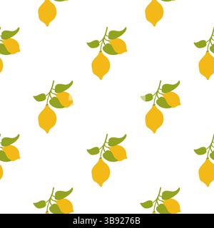 Nahtloses Sommermuster mit gelben Zitronen. Vektorabbildung Stock Vektor