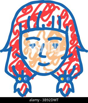 Otaku Frau Avatar Icon Kritzelillustration Stock Vektor