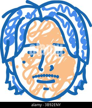 Frau Avatar Otaku Icon Kritzelillustration Stock Vektor