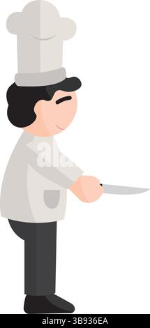 Isolierte weiße Berufe des Küchenchefs Cartoon Illustration Stock Vektor