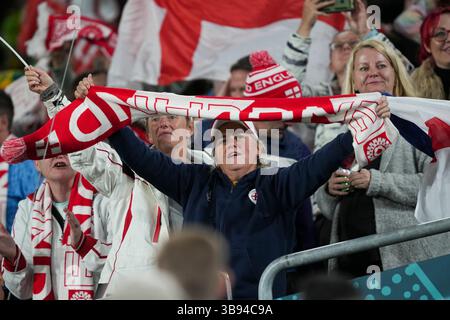 11. August 2023, Sydney, Australien: England-Fan im Australien-Stadion beim Viertelspiel der Frauen-Weltmeisterschaft 2023 zwischen England und Kolumbien im Australien-Stadion, Sydney, Australien, am 23. August. Endspiel England 2:1 Kolumbien (Foto: © Julieta Ferrario/ZUMA Press Wire) Stockfoto
