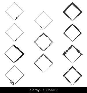 Quadratisches Rahmensymbol. Dekorative Rahmenform. Abstraktes Grafikelement. Vektor-Eckset. Stock Vektor