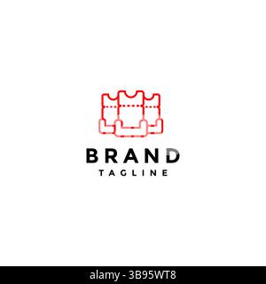 Red Seat Ticket Lines Logodesign. Drei-Sitzer-Tickets – Design Des Line Icon-Logos. Stock Vektor