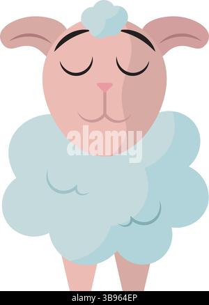 Ruhiges Schaf mit geschlossenen Augen. Vektorabbildung Stock Vektor