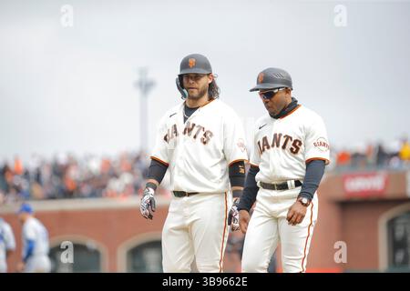 7. April 2023 San Francisco CA, USA während des MLB-Eröffnungstages zwischen den Kansas City Royals und den San Francisco Giants. Im Oracle Park San Francisco Calif Thurman James/CSM (Foto: © Thurman James/CSM via ZUMA Press Wire) Stockfoto