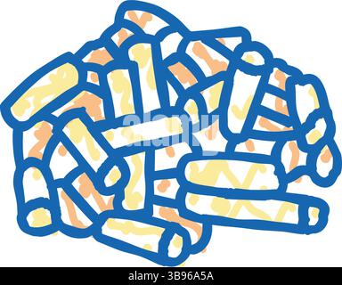 Brennholz-Pellets-Symbol-Kritzelillustration Stock Vektor