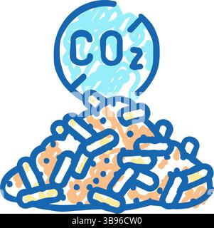 Kohlenstoffneutrale Holzpellets Icon Kritzelillustration Stock Vektor