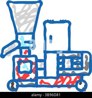 Pelletmühle Holz Pellets Symbol Kritzelillustration Stock Vektor