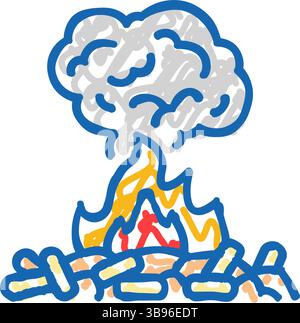 Emission Holz Pellets Symbol Doodle Illustration Stock Vektor