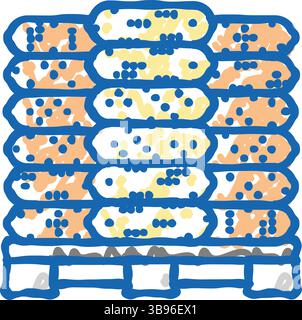 Verpackung Holz Pellets Symbol Kritzelillustration Stock Vektor