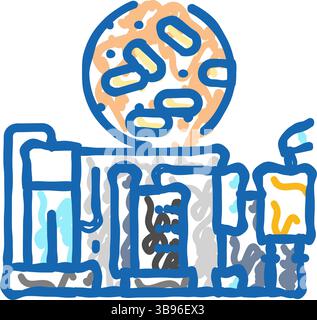 Produktion Holz Pellets Icon Kritzelillustration Stock Vektor