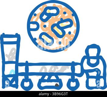 Trocknende Holzpellets Icon Kritzelillustration Stock Vektor