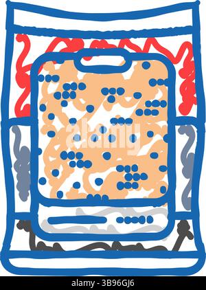 Granulat Holz Pellets Icon Kritzelillustration Stock Vektor