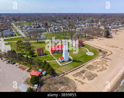 Das Fort Gratiot Lighthouse wurde 1825 am Eingang des St. Clair River von Lake Huron in Port Huron, Michigan MI, USA, gebaut. Stockfoto